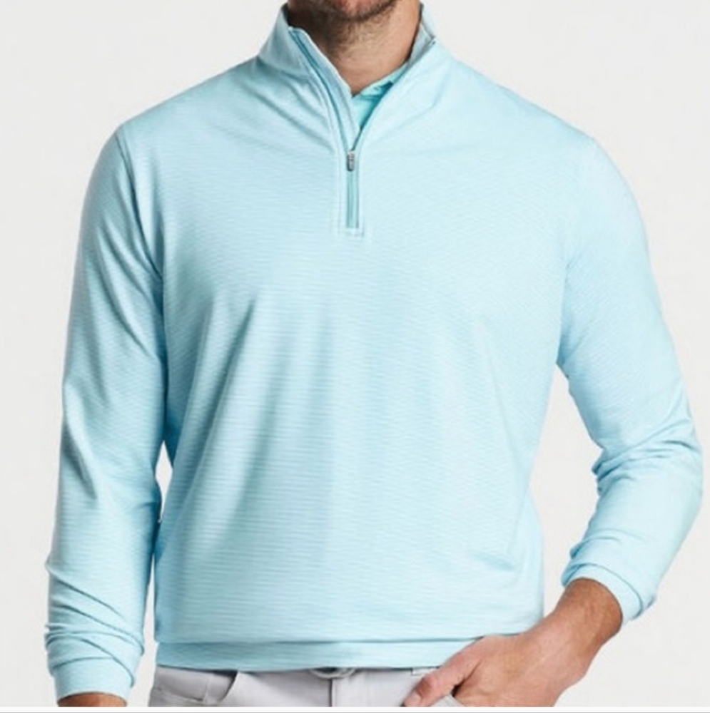 Peter Millar Perth Sugar Stripe Performance Quarter-Zip L+XL NWT - Picture 2 of 5